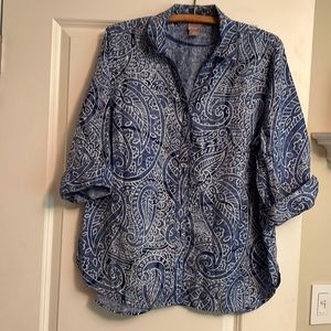 Chicos minimal care linen shirt